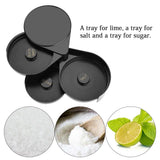 Barra de vidrio Rim, Delaman Bar 3 Tier Sugar Salt Rim Lime Glass para c??ctel Bartender Tool Party Home Black