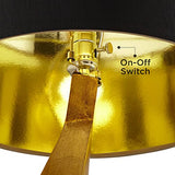 Possini Euro Design Zeus Mid Century Modern Glam Luxury Table Lamp 28.5 Tall Sculptural Gold Leaf Metal Black Fabric Tapered Drum Shade Decor for Living Room Bedroom House Bedside Nightstand Home